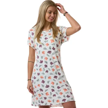 Dámské noční prádlo Bílá luxusní jemná noční košilka s krátkými rukávy, pro plnoštíhlé ženy vzor barevné lístí 1D1454 bílá xxl