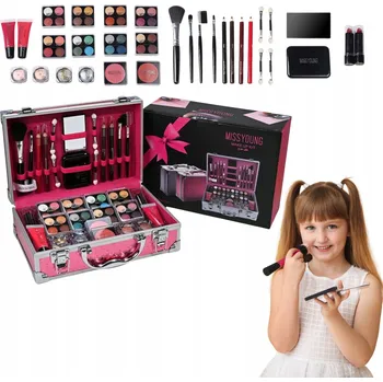 Obraz Velký kufřík, sada kosmetiky, dárek pro dívky ve věku 6 7 8 9 10 let, make-up