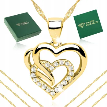 Řetízek ŘETÍZEK ŘETÍZEK + SRDCE / SRDCE STŘÍBRO 925 + ZLATO 585 POZLACENÉ 14K