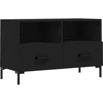 Televizní stolek Černá skříňka pod TV 80 x 36 x 50 cm se 2 zásuvkami a železnýma nohama
