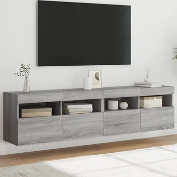 Obývací stěna vidaXL Nástěnné TV skříňky s LED osvětlením 2 ks 80 x 30 x 40 cm [837208] Barva: šedá sonoma