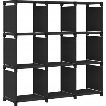 Knihovna Regál s 9 přihrádkami černý 103x30x107,5 cm látka a ocel
