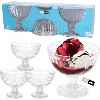 Sklenice Pohár na dezerty Cadro skleněný 200 ml vintage 3 ks