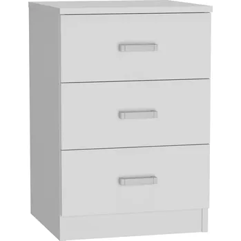 Komoda Komoda bílá matná se 3 zásuvkami, laminovaná deska, 42x40x62 cm