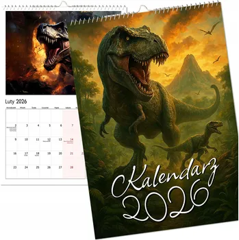 Kalendář Nástěnný kalendář 2026, velký, víceobrázkový TREX DINOSAURUS Dinosauři A3