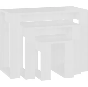 Konferenční stolek Bílý skládací stolek 61x28x47 cm, 43x28x37 cm, 25x28x27 cm