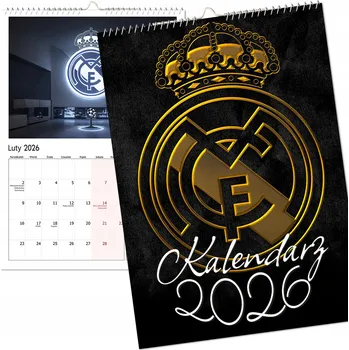 Kalendář Nástěnný kalendář 2026, velký, více listů, REAL MADRID MADRIT, logo, fotbalový míč, A3