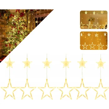 Vánoce SVĚTELNÝ ZÁVĚS 138 LED HVĚZDIČKY VÁNOČNÍ OSVĚTLENÍ NA STROMEČEK GIRLANDA BÍLÁ TEPLÁ