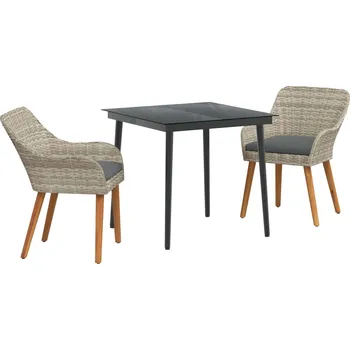 Zahradní sestava vidaXL Zahradní jídelní souprava 3 pcs Světle šedá polyratan [3261705]
