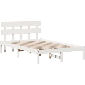 Postel vidaXL Rám postele s čelo Bílá 120 x 200 cm Masivní borové dřevo [872165]