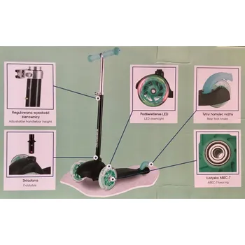 Koloběžka Tříkolová koloběžka playground LED zelená