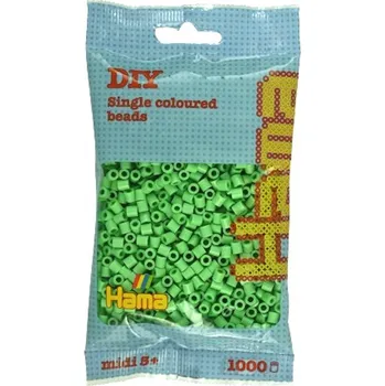 Dětské navlékací korálky 207-115 KORÁLKY HAMA MIDI 1000 SVĚTLE ZELENÁ GREEN BRIGHT K ZAŽEHLOVÁNÍ