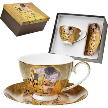 HOME ELEMENTS Šálek s podšálkem 250 ml Gustav Klimt - Polibek gold