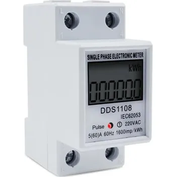 Multimetr Jednofázový elektroměr na DIN lištu 79 x 36 x 43 cm LCD digitální měřič spotřeby energie KWh 220 V 60 A 50 Hz wattmetr