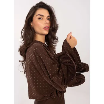 Dámská halenka Hnědá vzorovaná halenka s volnými rukávy MODA ITALY hnědá 3496246