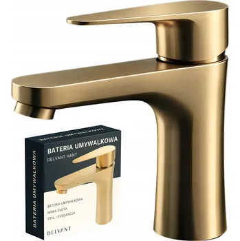 Vodovodní baterie STOJÁNKOVÁ UMYVADLOVÁ BATERIE NA DESKU BATERIE DELVANT HANT ZLATÁ