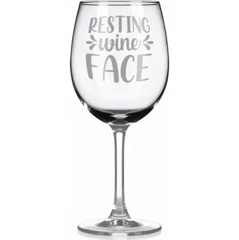 Sklenice Vínová sklenka s gravírovým textem - Resting wine face