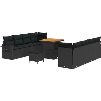 Zahradní pohovka vidaXL Sada zahradních pohovek s úložištěm 11 pcs Černá Poly ratan [3361714]