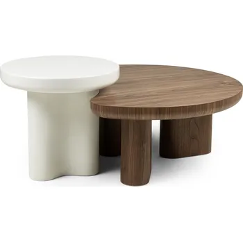 Konferenční stolek Sada 2 ks konferenčních stolků Malibu ořech/bílá