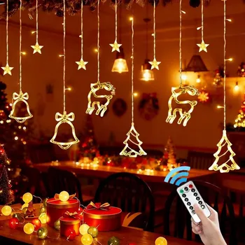 Vánoce VÁNOČNÍ OSVĚTLENÍ NA STROMEČEK ZÁVĚS SOBÍ jeleni ZVONKY STROMEČKY