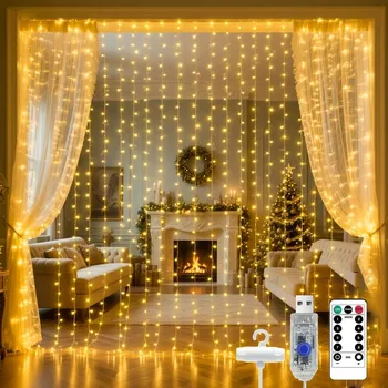 Vánoční dekorace SVĚTELNÝ ZÁVĚS LED 3x3 m, 300 LED diod, Vánoční Girlanda na Okno