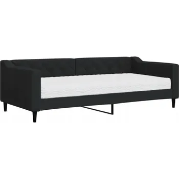 Pohovka Černá pohovka s funkcí spaní 223 x 100 x 67 cm s matrací 90 x 200 cm
