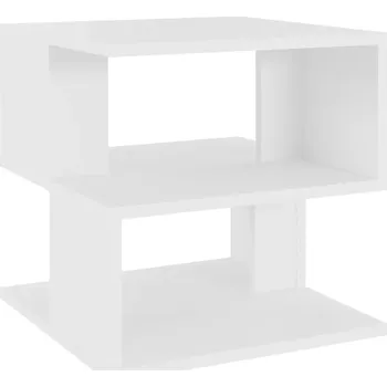 Konferenční stolek Bílý odkládací stolek se 2 policemi 40 x 40 x 40 cm