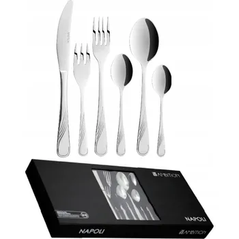 Příbor AMBITION 36 DÍLNÁ SADA PŘÍBORŮ Z NEREZOVÉ OCELI NAPOLI 24 + 12 VIDLIČEK NA KÁVU