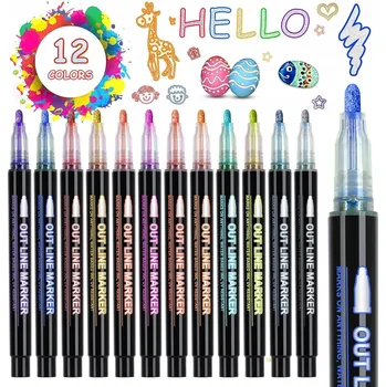 FIXY DVOJITÉ TŘPYTIVÉ 12 BAREV POPISOVAČE FIXY METALICKÉ