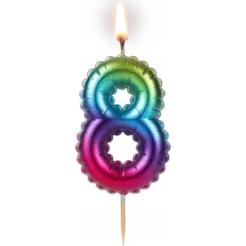 Dortová svíčka Narozeninová svíčka na tyčce '' Multikolor - 8 '' / 1 kus