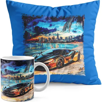 SADA HRNEK + POLŠTÁŘ MODRÝ - AUTA SUPER AUTA PLÁŽ MĚSTO NOC