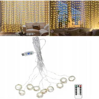 Vánoční dekorace LED světelný závěs na vánoční osvětlení, 300 LED, režimy