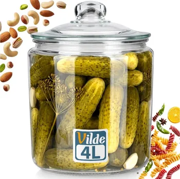 Sklenice Sklenice VELKÁ ZAVAŘOVACÍ SKLENICE skleněná nádoba na kysané okurky, málosolené zavařeniny 4L