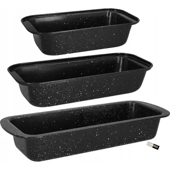 Obraz Sada 3 plechů na pečení obdélníkových forem na biskupský chlebíček 35/30/25 x 13 cm