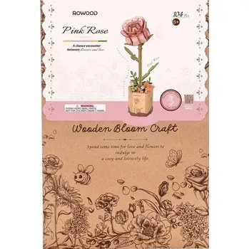 ostatní stavebnice 3D Dřevěná skládačka: Růžová růže