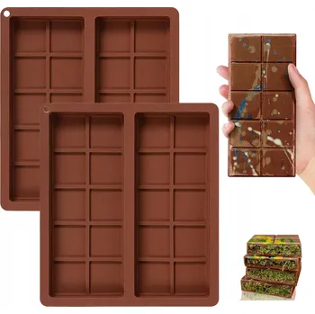 Forma na pečení SILIKONOVÁ FORMA NA ČOKOLÁDU VELKÁ, FORMA NA TABULKA ČOKOLÁDY, 2 KUSŮ