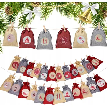 Vánoční dekorace Adventní kalendář 24 sada na Vánoce DIY vánoční tašky jako dárek