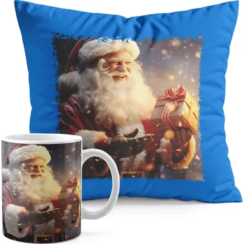 SADA HRNEK + POLŠTÁŘ MODRÁ - VÁNOČNÍ MIKULÁŠ SOB DÁREK