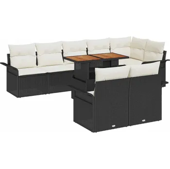 Zahradní sestava vidaXL Sada zahradních pohovek s úložištěm 9 pcs Černá Poly ratan [3358084]