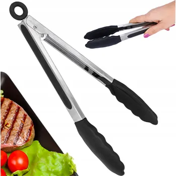 Příslušenství pro gril Kleště na grilování, saláty, kuchyňské servírovací, obracecí ocel silikon 27 cm