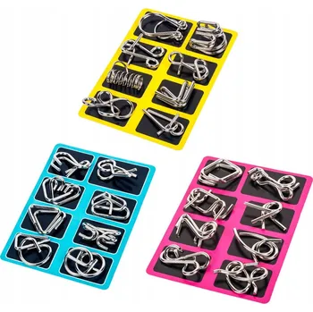 Hlavolam Logická kovová stříbrná hlavolam 3 ks