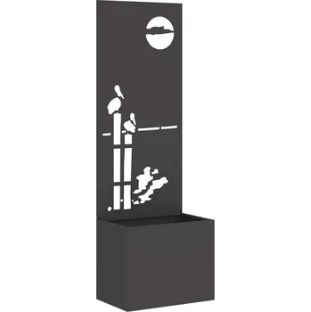 Truhlík vidaXL Soukromí na zahradě Černá 50 x 140 cm Studeně válcovaná ocel [876469]