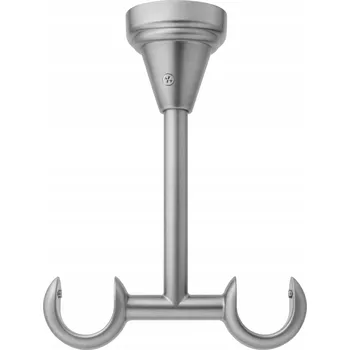 DRŽÁK ZÁCLONOVÉ TYČE DVOJITÝ STROPNÍ 19 mm KOVOVÝ STŘÍBRNÝ NIKL