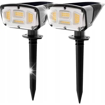 Venkovní osvětlení 2x VÝKONNÁ SOLÁRNÍ LAMPA LED ZAPICHOVACÍ ZAHRADNÍ SENZOR SOUMRAKU DO ZAHRADY