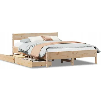 Postel Rám postele s čelem z masivního borovicového dřeva 205,5 x 145,5 x 71,5 cm