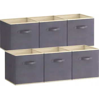 Úložný box 6x ÚLOŽNÉ KRABICE KOŠÍKY ŠEDÉ BÉŽOVÉ 33 x 38 x 33 cm