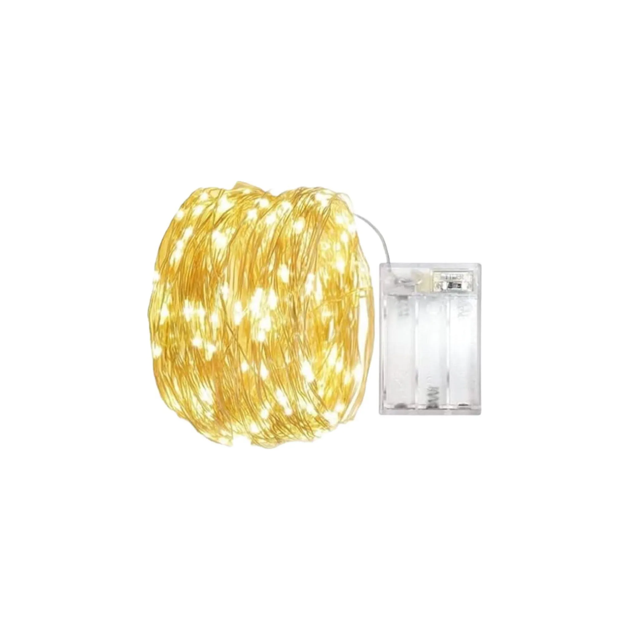 Fotografie 1 - Vánoční světelný řetěz Vnitřní vánoční mikro řetěz na baterie 10 m 100 LED teplá bílá