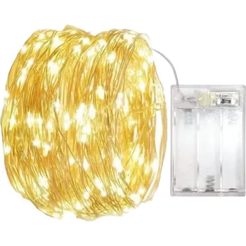 Vnitřní vánoční mikro řetěz na baterie 10 m 100 LED teplá bílá