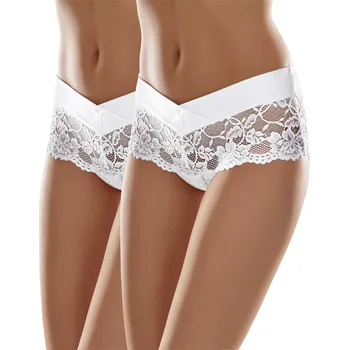 Kalhotky 2x Dámské kalhotky Kalhotky Dámské krajkové bavlněné šortky Bílá 3XL