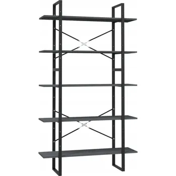 Knihovna 5-patrový regál na knihy, šedý, 100x30x175 cm